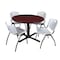 Cain Cain Round Table & Chair Set, Wood, Metal, Plastic Top, Mahogany TB48RNDMH47GY - alternate 1